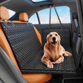 Dog Car Seat Cover for Back Seat with Detachable Hard Bottom, Holds 400lbs, Back Seat Extender for Dog with Mesh Windor and Storage Pocket